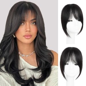Clip-In Bangs – 100% Human Hair – Natural Black – Curtain / French Fringe